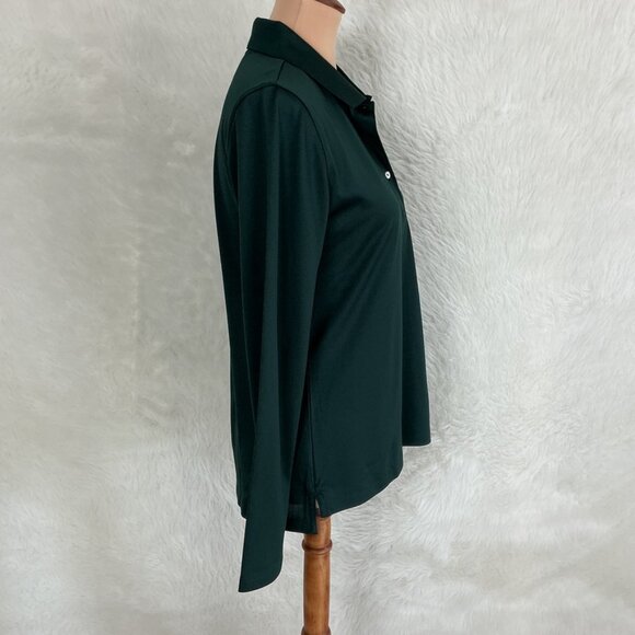 Tory Sport Green Tech Pique Long Sleeve Polo Shirt L - Picture 5 of 7